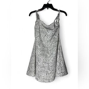 SHEIN Black & White Speckled Cowl Neck Mini Dress